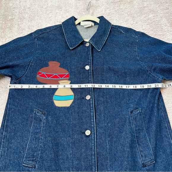 Vintage Lou Sehestedt Long Denim Southwest Mexico Jacket Size Medium Art to Wear - Picture 7 of 16
